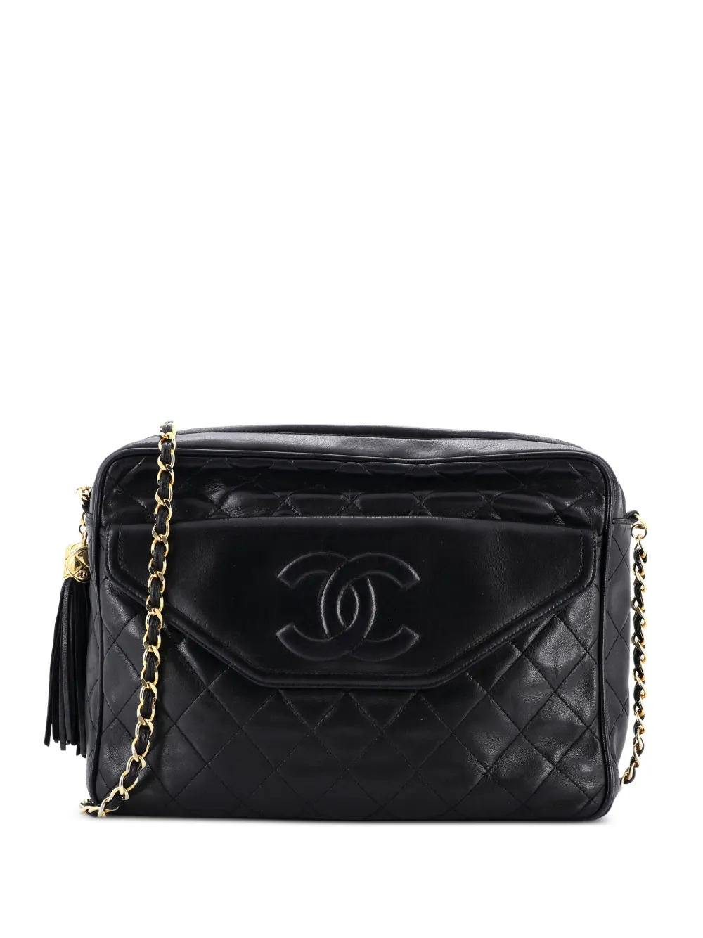 CHANEL Pre-Owned Front Pocket Camera Bag Quilted Lambskin Medium shoulder bag - Nero