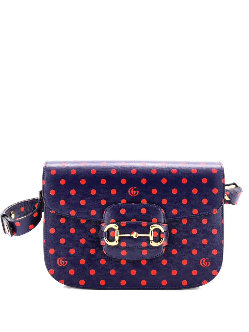 Pre-owned Gucci Horsebit 1955 Printed Leather Small Shoulder Bag In Blue