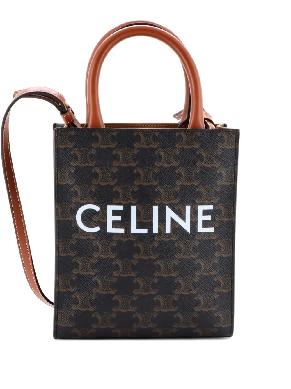 Celine Pre-Owned Vertical Cabas Tote Triomphe Coated Canvas Mini satchel | marrón | Image 1