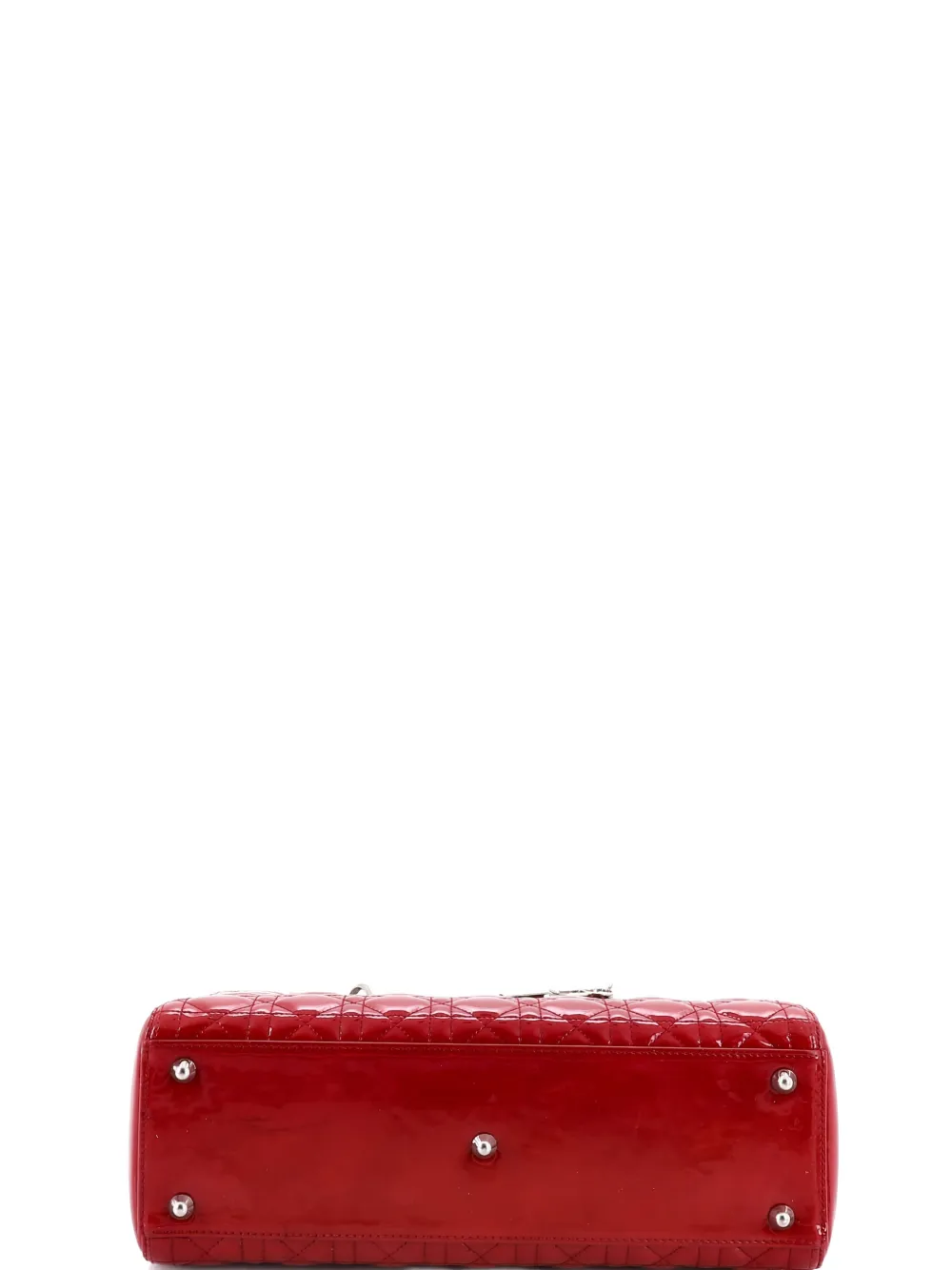 Pre-owned Dior Vintage Lady  Bag Cannage Quilt Patent Large Satchel In Red