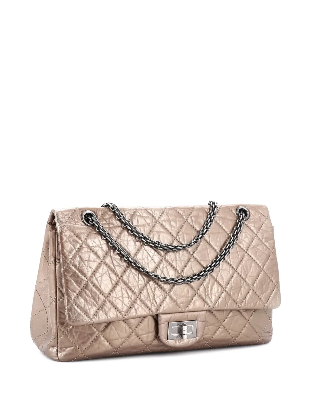 Pre-owned Chanel Reissue 2.55 Flap Bag Quilted Aged Calfskin 227 Shoulder Bag In Gold