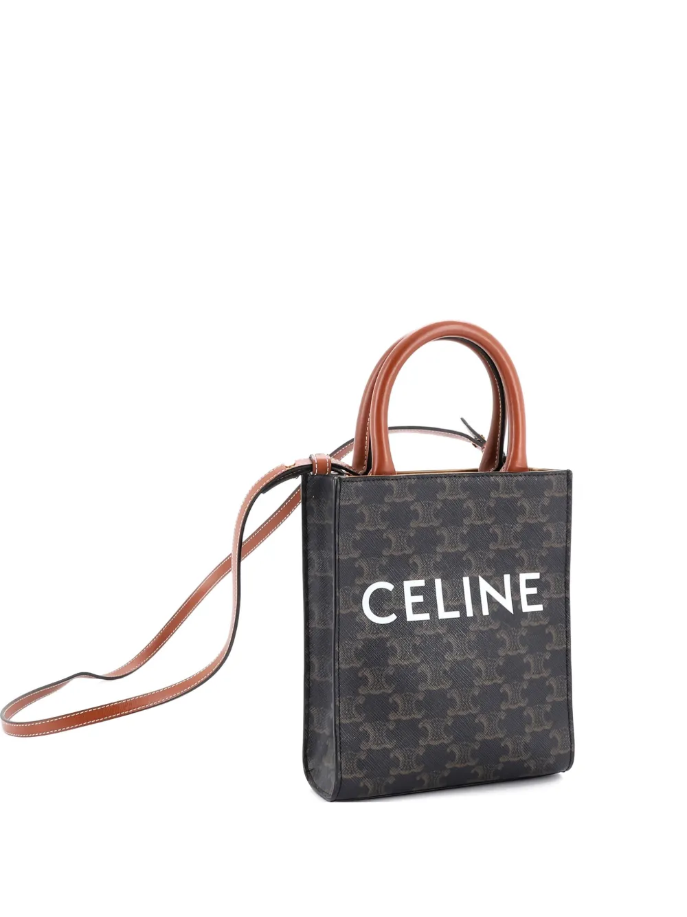 Celine Pre-Owned Vertical Cabas Tote Triomphe Coated Canvas Mini satchel | marrón | Image 1