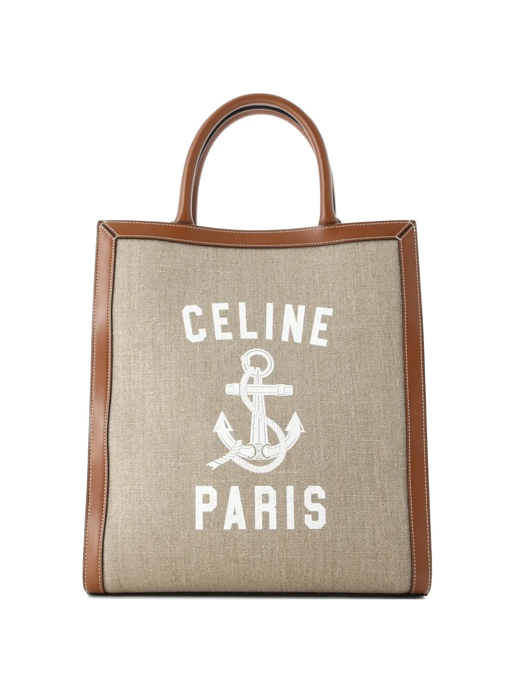 Celine Pre-Owned Vertical Cabas Printed Canvas and Leather Small tote bag | Brown | Image 1
