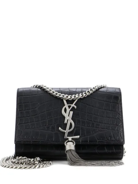 Saint Laurent Pre-Owned Classic Monogram Tassel Crocodile Embossed Leather Small crossbody bag