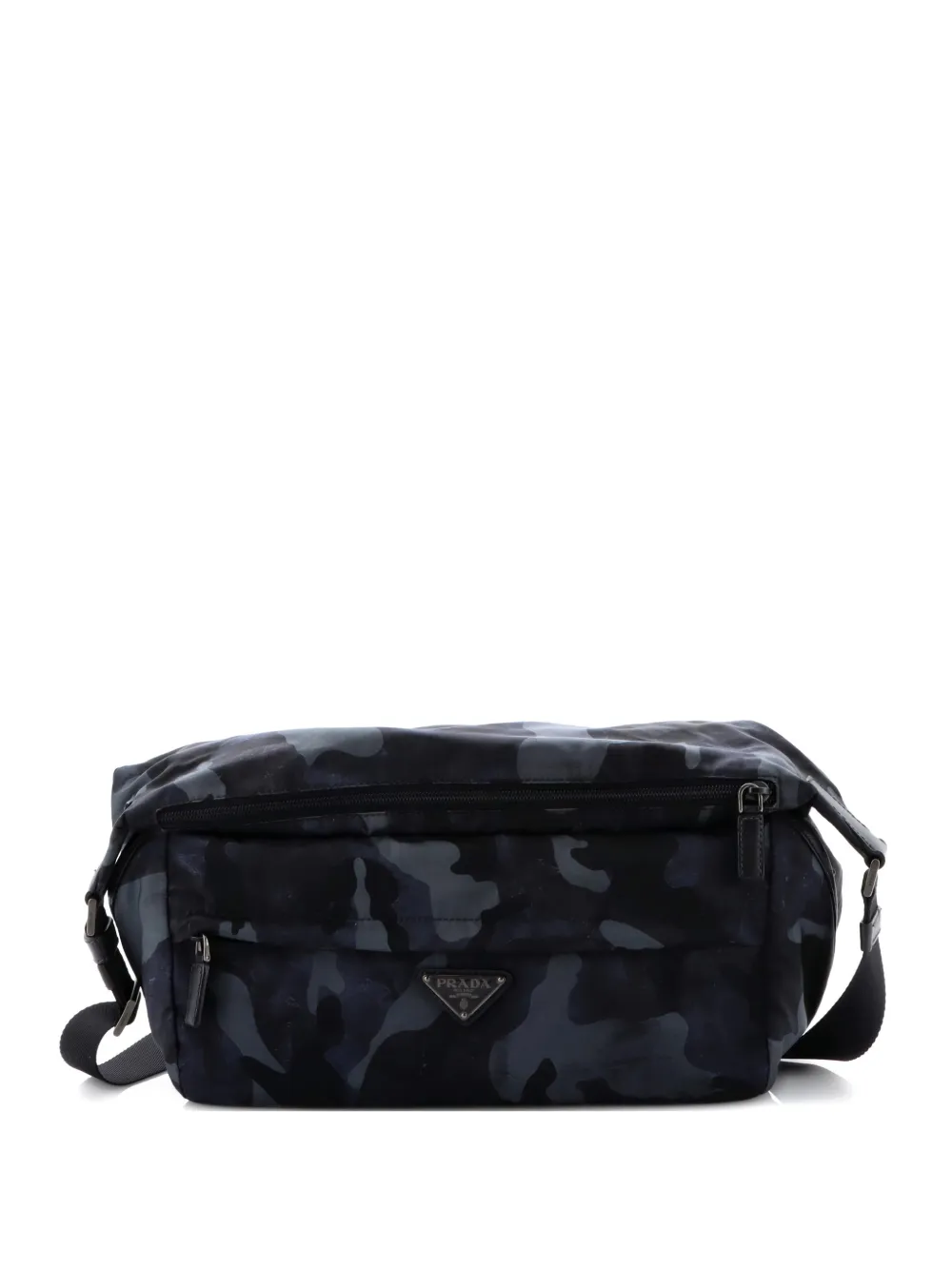 Pre-owned Prada Camouflage Convertible Pocket Tessuto Medium Belt Bag In Blue
