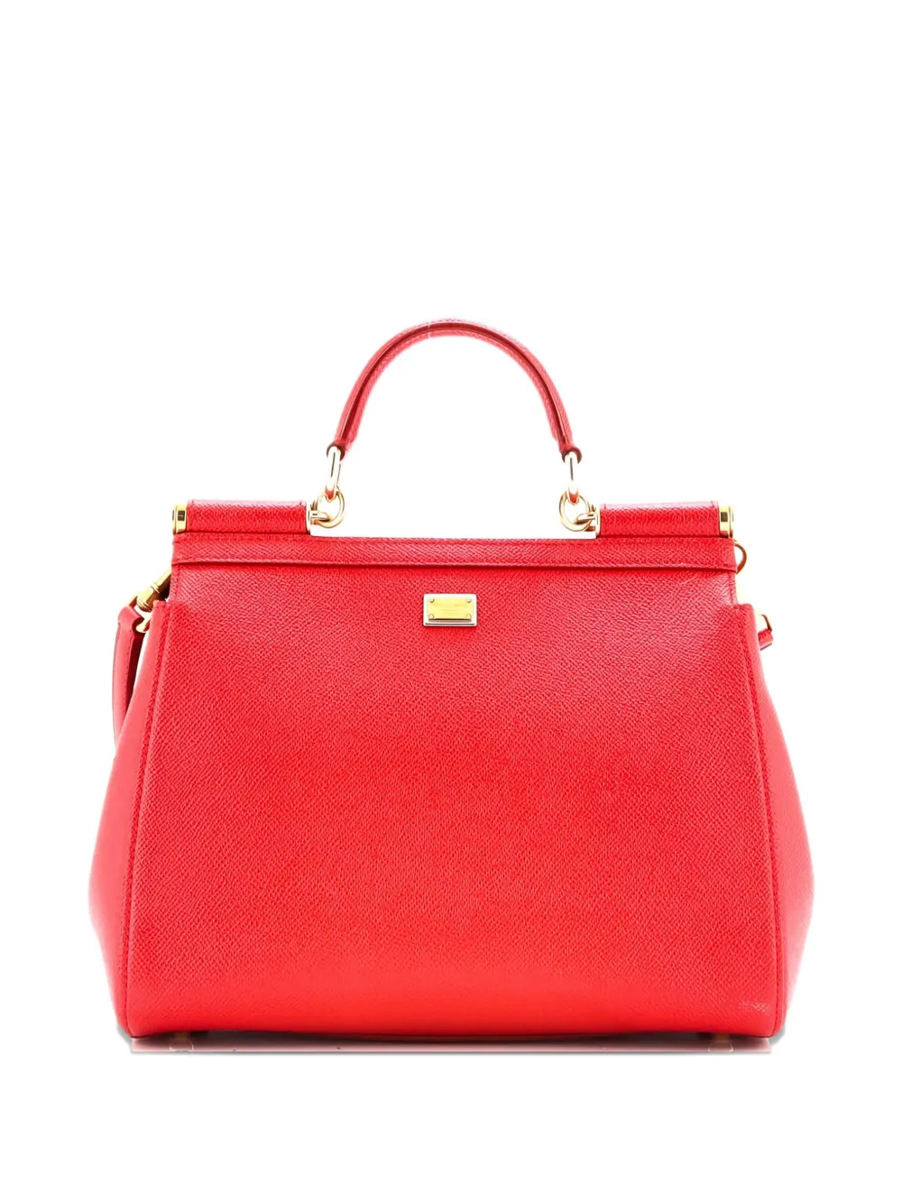 Pre-owned Dolce & Gabbana Family Miss Sicily Bag Patchwork Leather Medium Satchel In Red