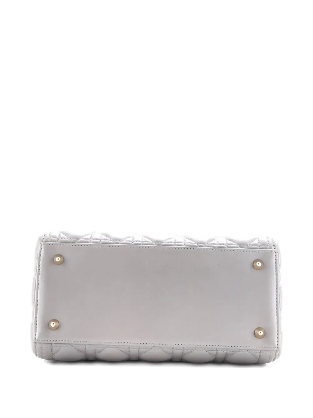 Pre-owned Dior Lady  Bag Cannage Quilt Lambskin Medium Satchel In Gray