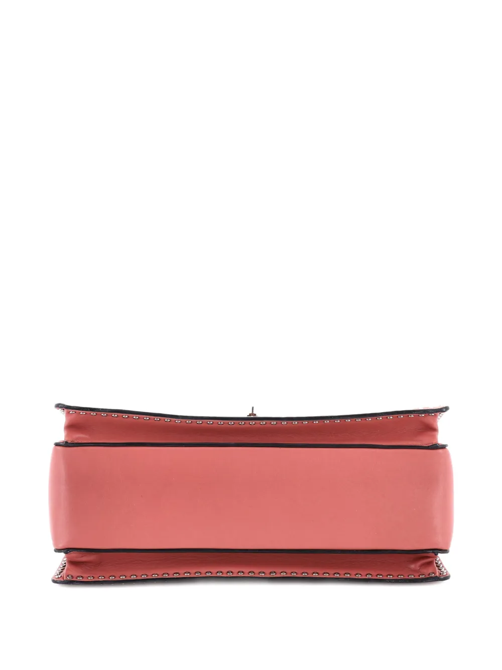  Valentino Garavani Pre-owned Turnlock Top Handle Bag Leather With Micro Rockstuds Medium Satchel - Pink 