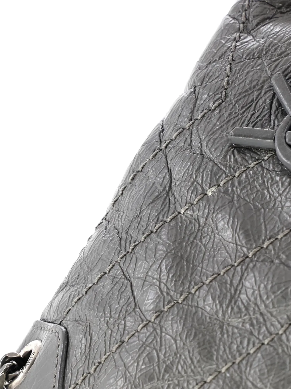 Pre-owned Saint Laurent Niki Chain Flap Bag Matelasse Chevron Leather Baby Shoulder Bag In Black