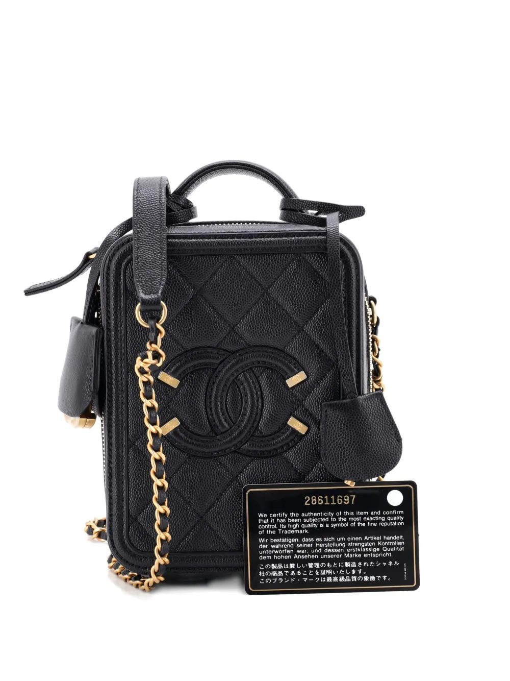 CHANEL Pre-Owned Filigree Vertical Vanity Case Quilted Caviar crossbody bag - Nero