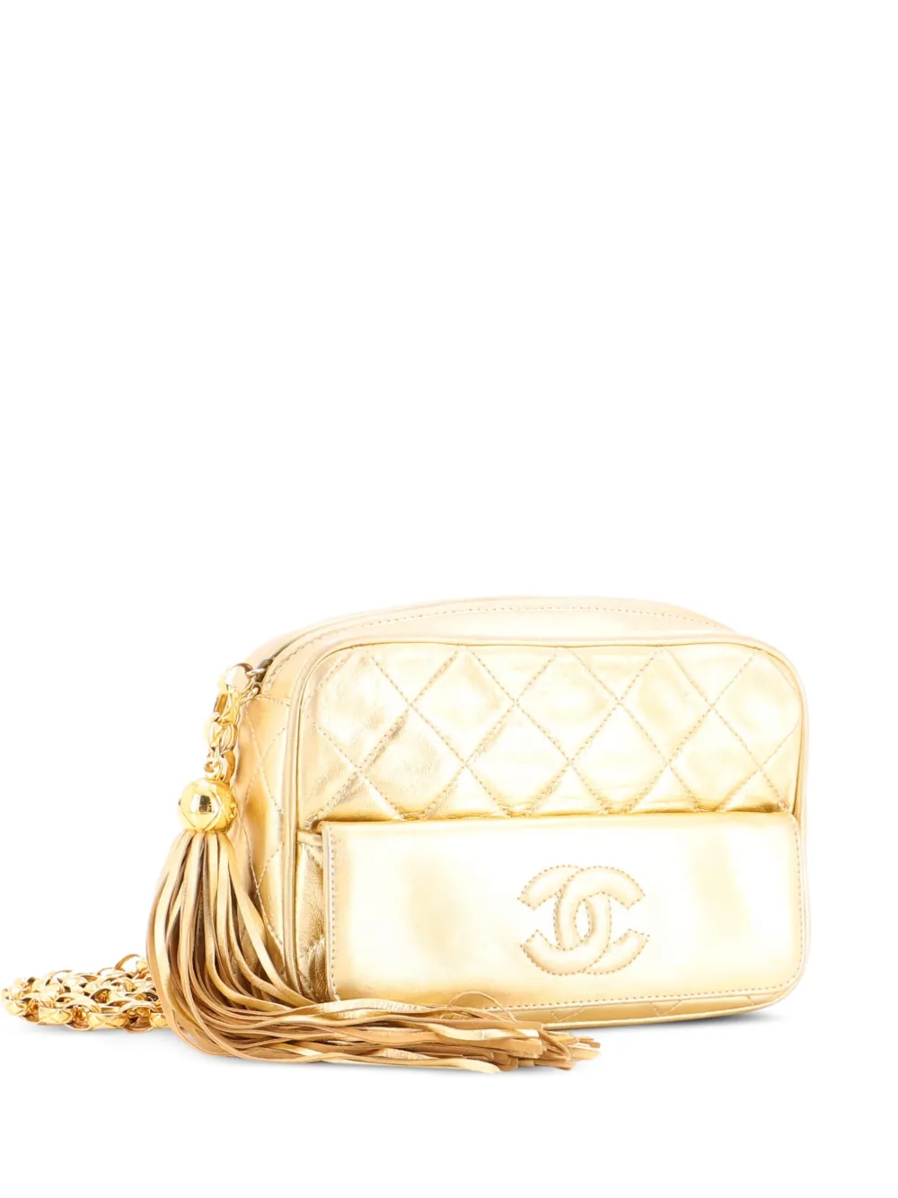 CHANEL Pre-Owned Front Pocket Camera Bag Quilted Leather Small crossbody bag - Oro