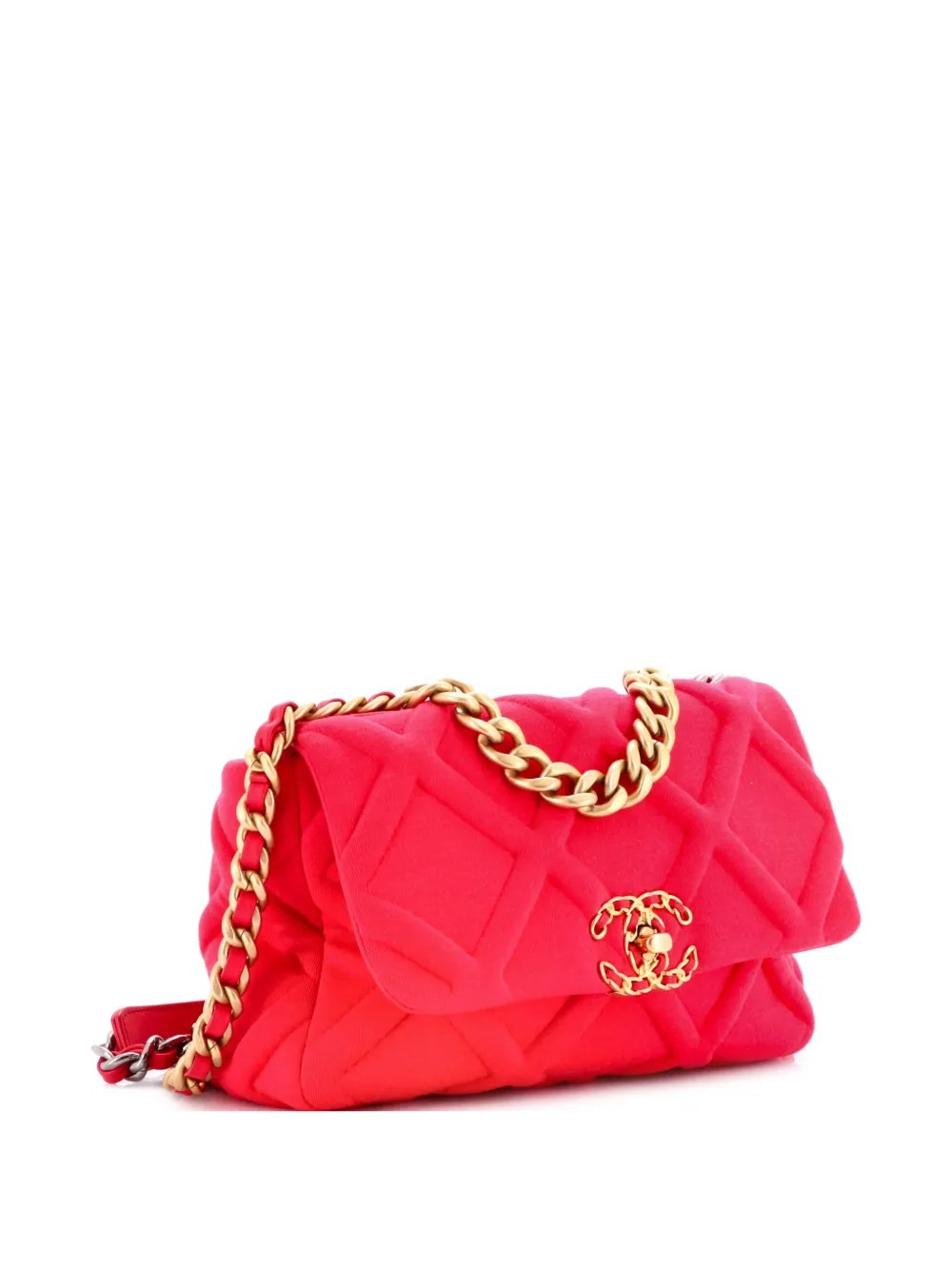 CHANEL Pre-Owned 19 Flap Bag Quilted Jersey Medium crossbody bag - Rosa