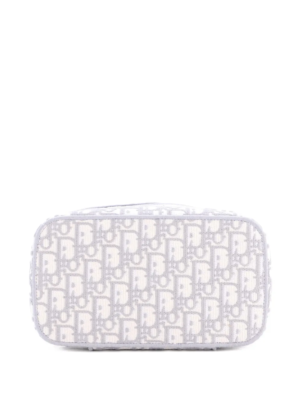 Pre-owned Dior Travel Vanity Case Oblique Canvas Pouch In Gray
