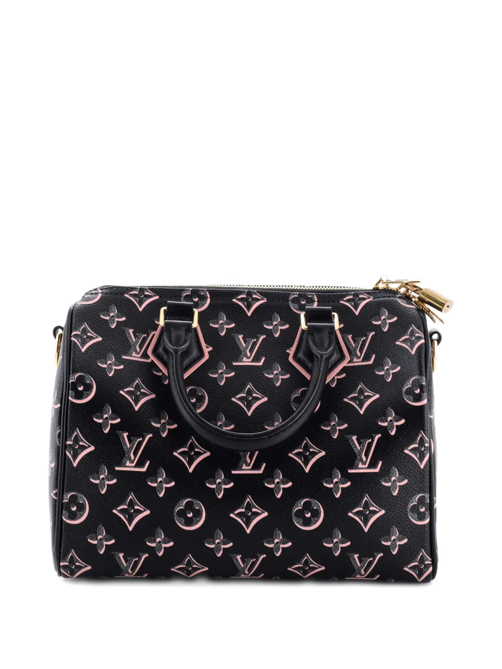 Pre-owned Louis Vuitton Speedy Bandouliere Bag Fall For You Monogram Canvas 25 Satchel In Black