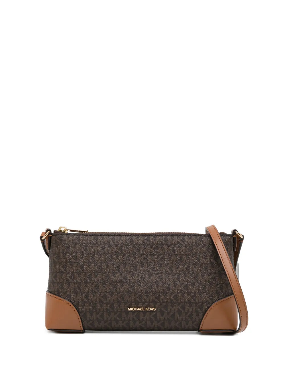 Michael Kors BROWN MONOGRAMMED SHOULDER BAG - Marrone