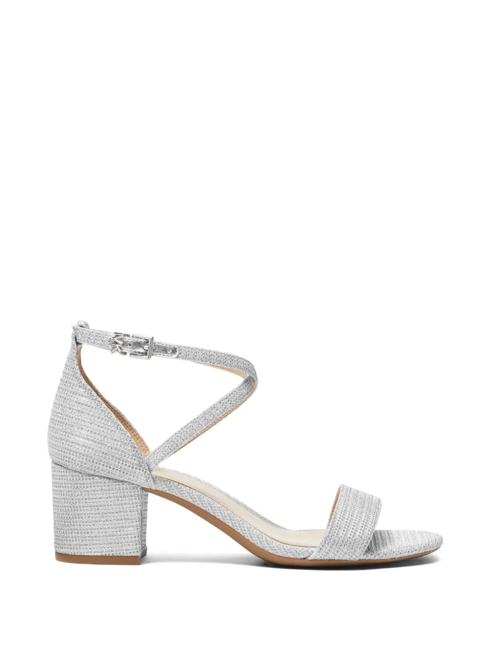 Michael Kors 57mm Serena Flex crossover-strap heeled sandals Zilver