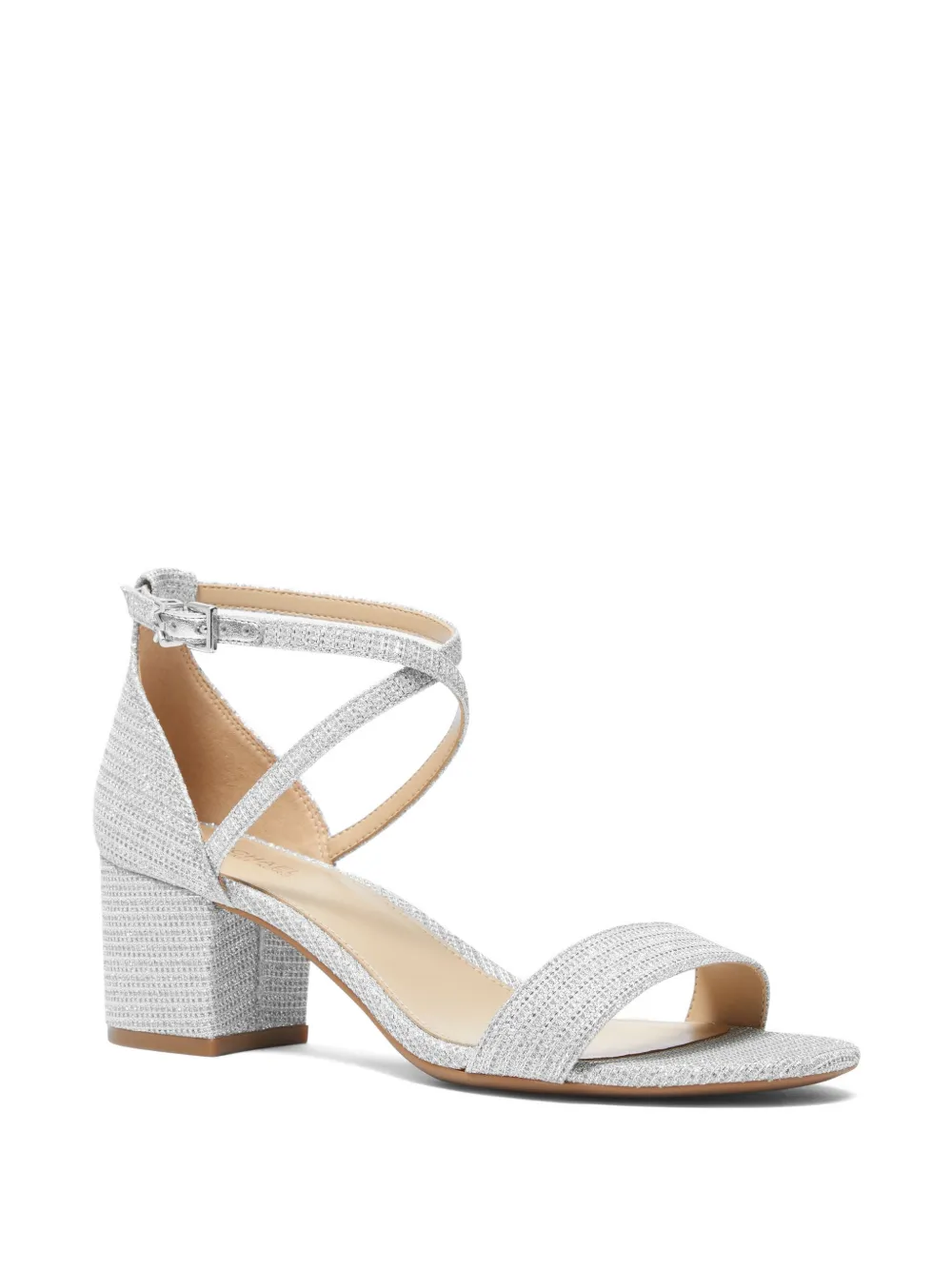 Michael Kors 57mm Serena Flex crossover-strap heeled sandals Zilver