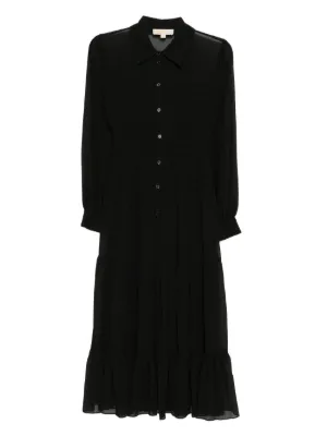 knee length dresses for ladies Collared Shirt in Matte-side Silk Satin | Work Shirts for Women main image 0