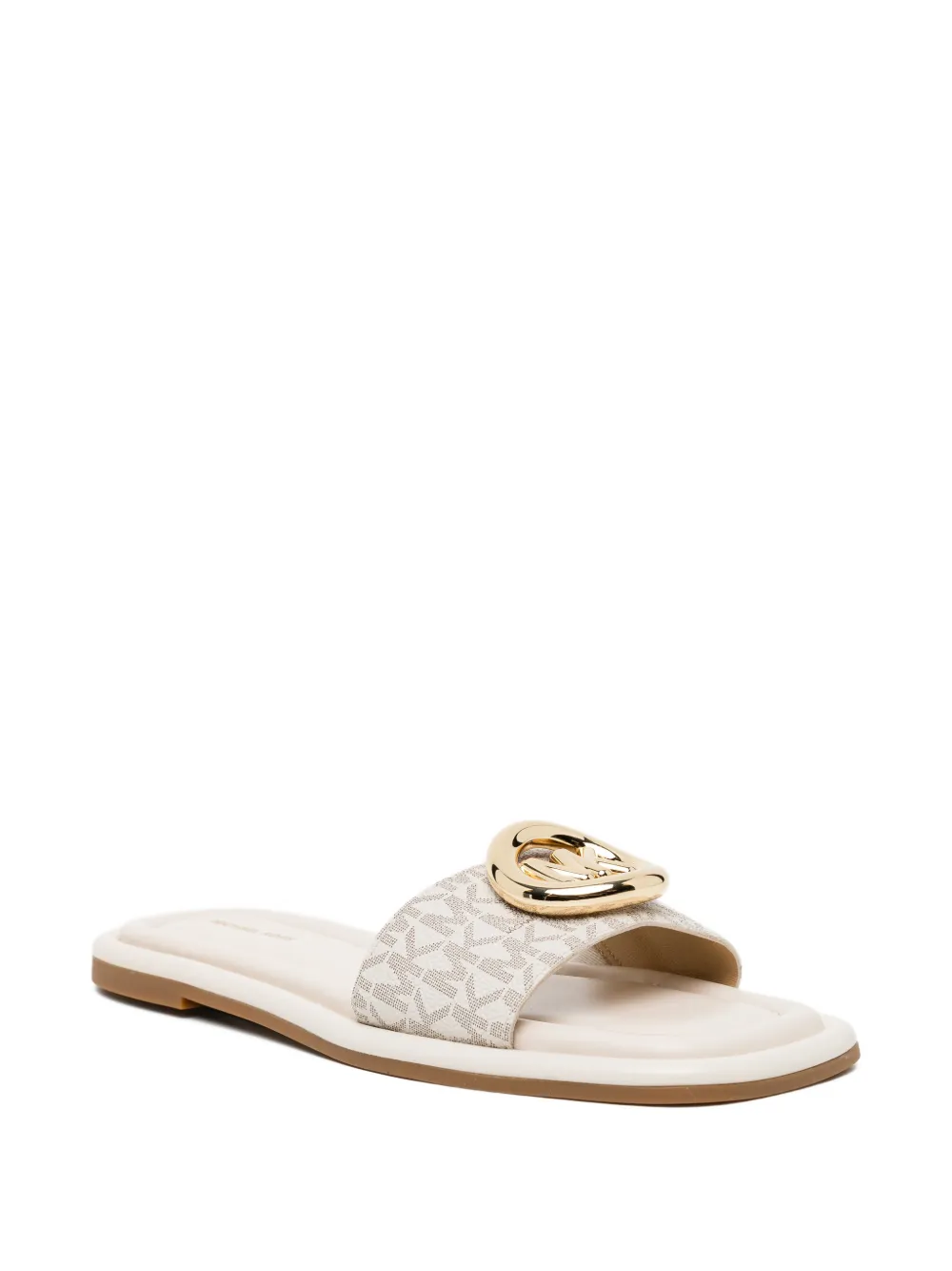 Michael Kors logo leather slide sandals Beige