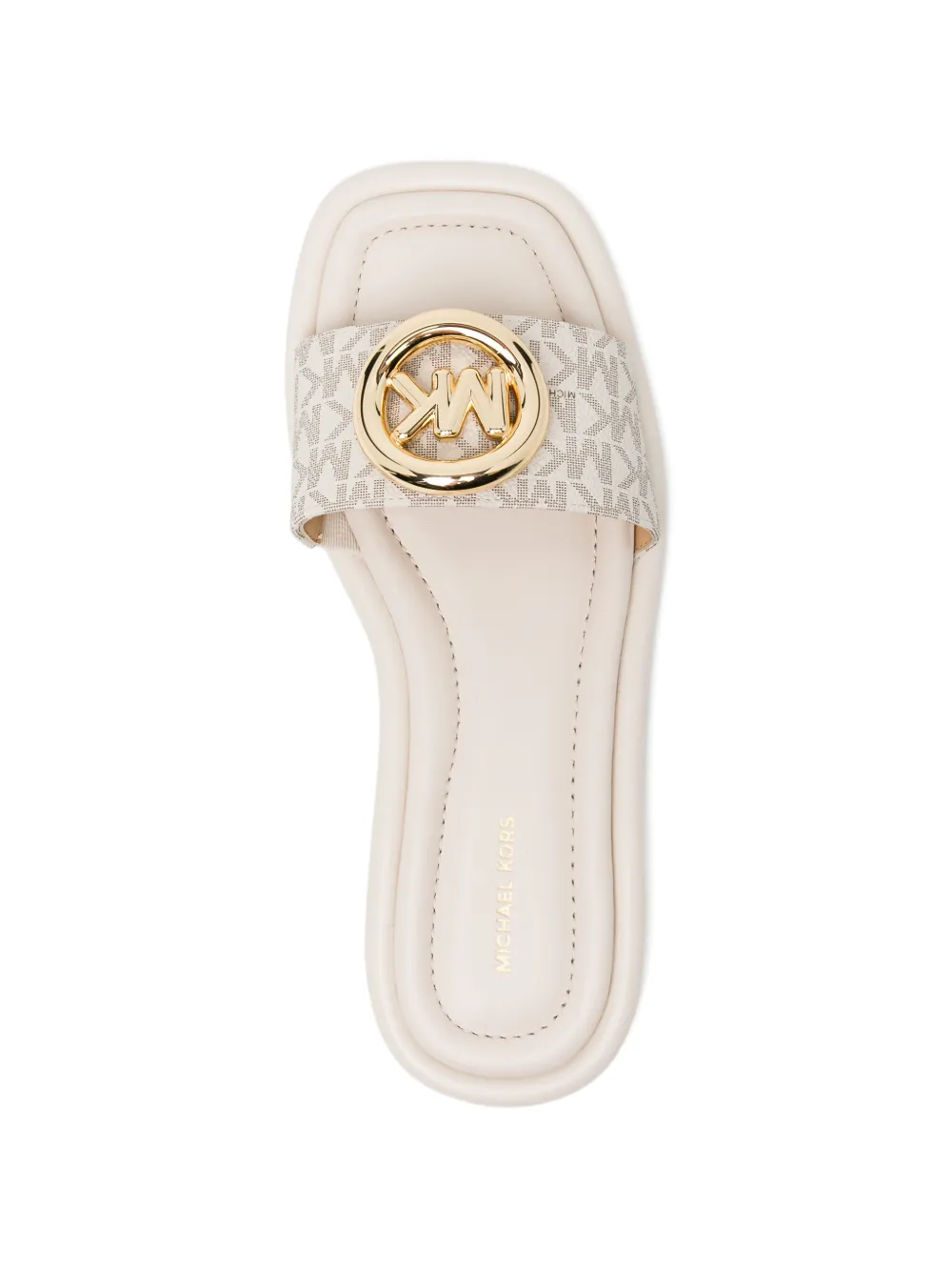 Michael Kors logo leather slide sandals Beige