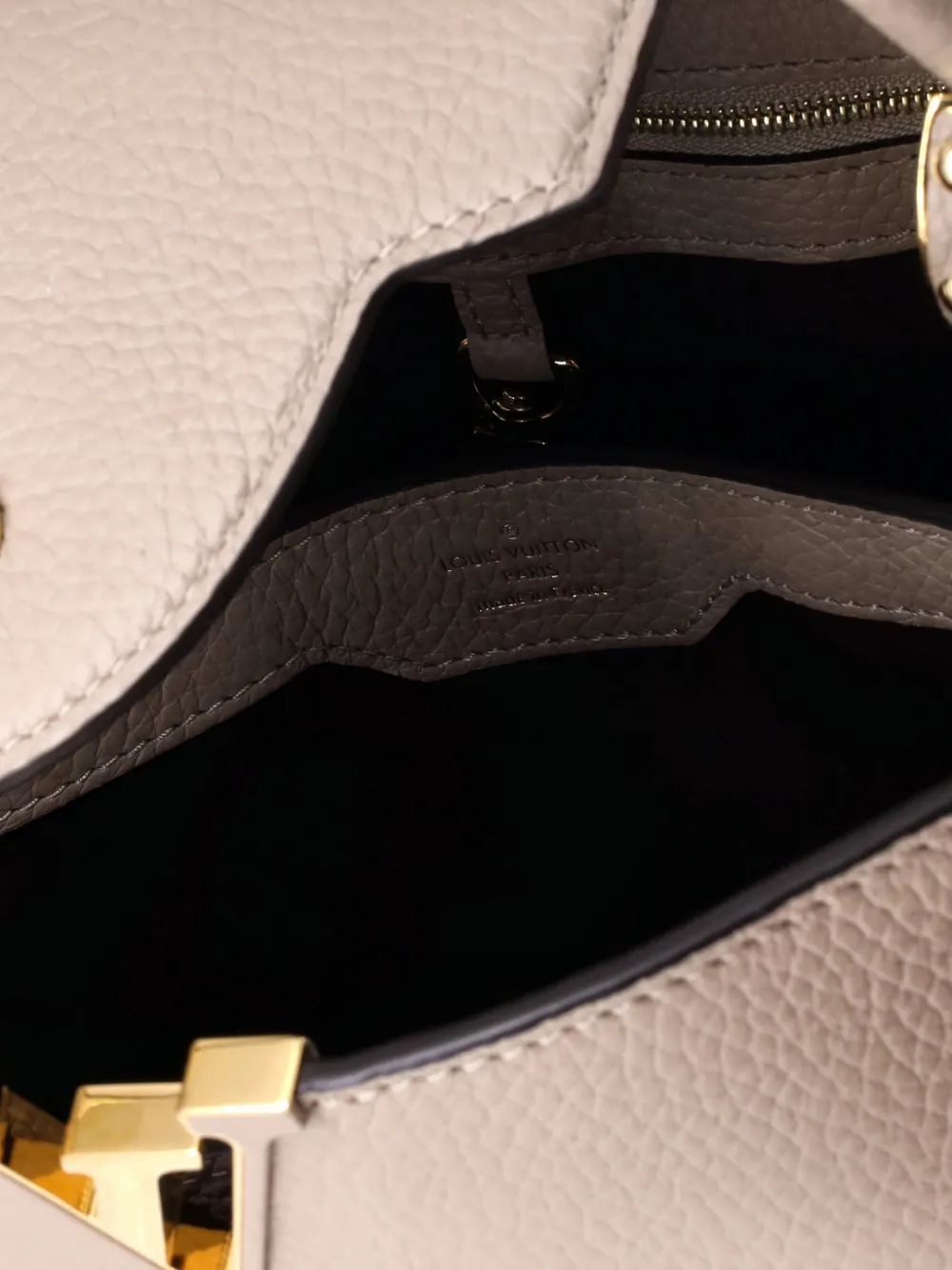 Pre-owned Louis Vuitton Capucines Bag Leather Pm Satchel In Neutral