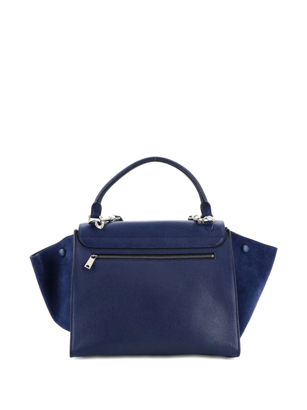 Pre-owned Celine Trapeze Bag Leather With Suede Medium Satchel In Blue