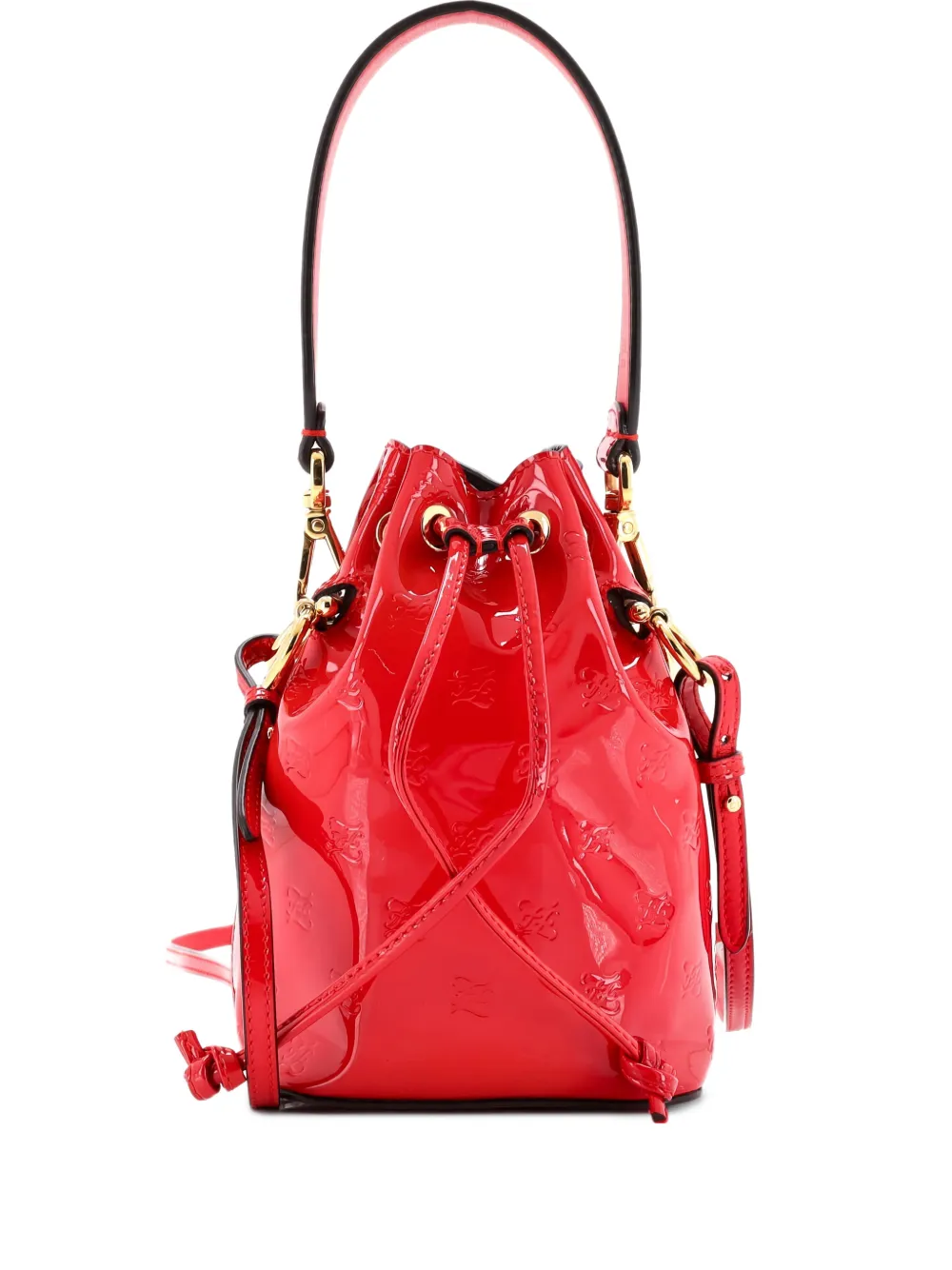 Fendi Pre-Owned Karligraphy Mon Tresor Bucket Bag Embossed Patent Mini crossbody bag - Rosso