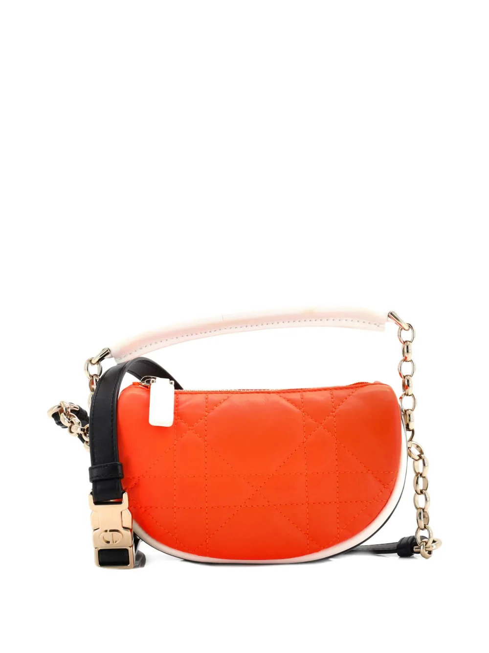 Pre-owned Dior Vibe Cannage Quilt Lambskin Mini Hobo Bag In Orange