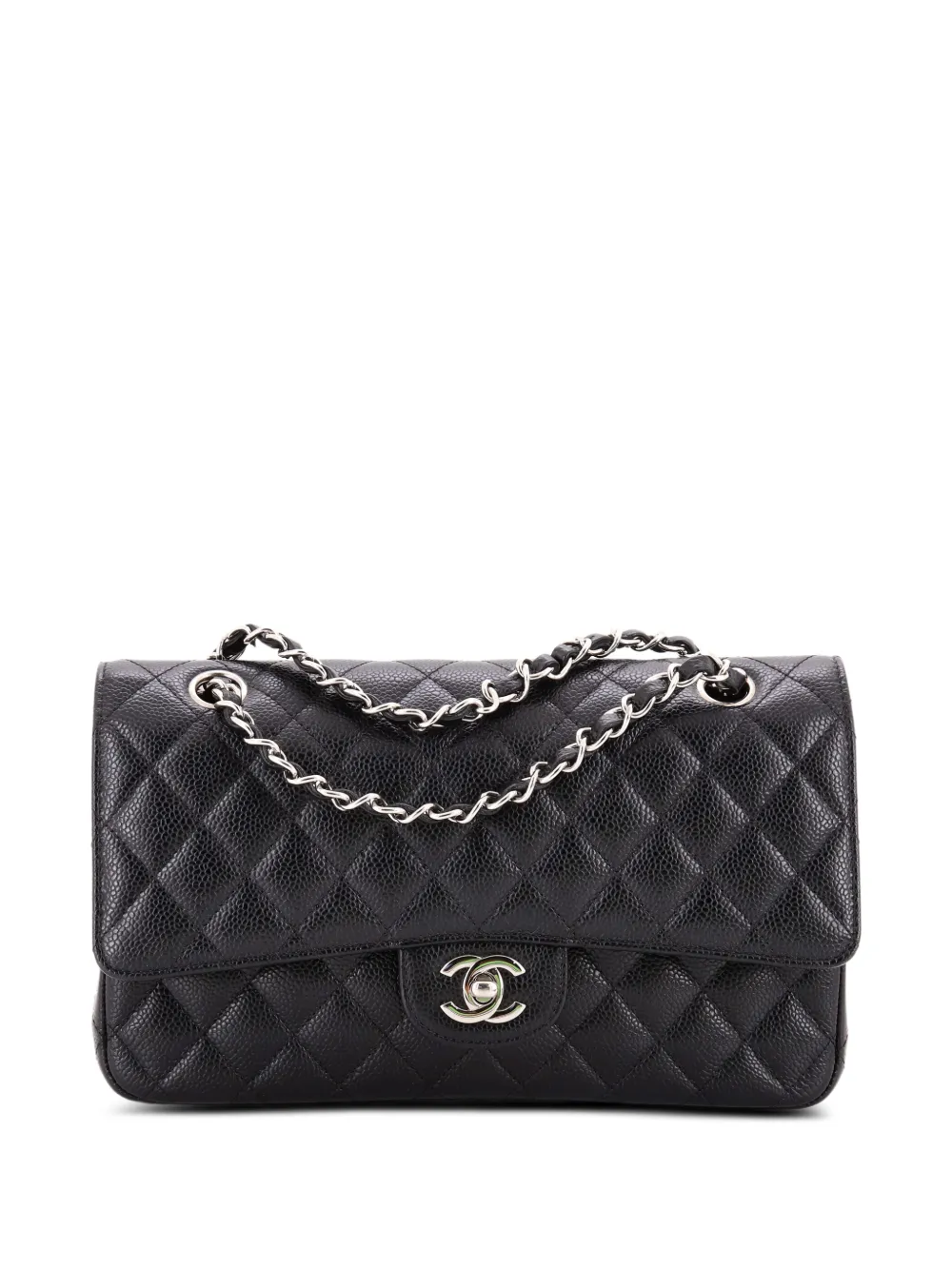 CHANEL Pre-Owned Classic Double Flap Bag Quilted Caviar Medium shoulder bag - Nero