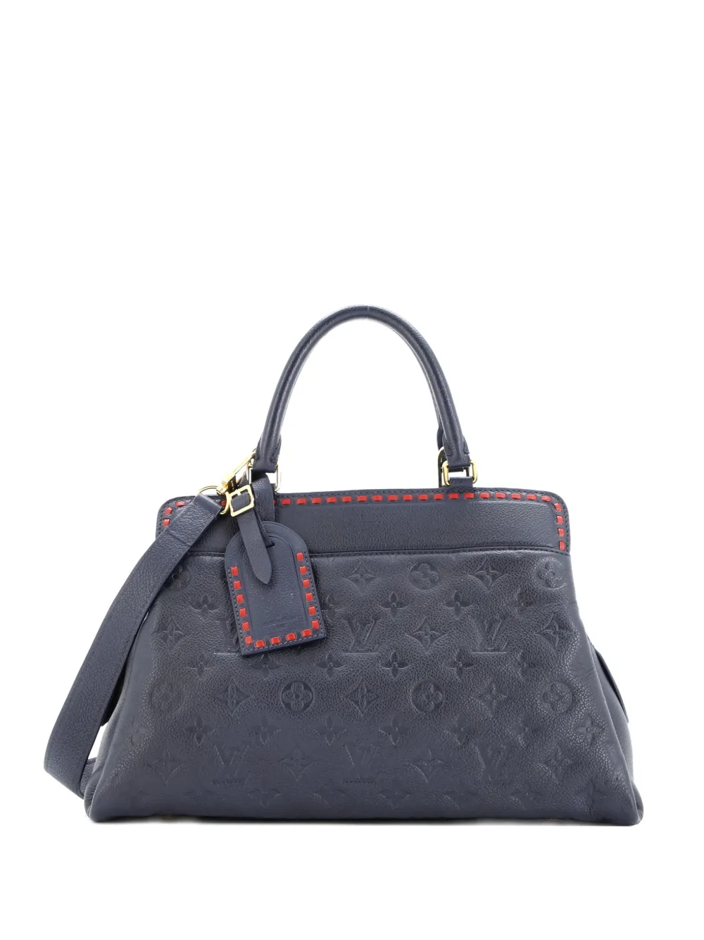 Pre-owned Louis Vuitton Vosges Handbag Whipstitch Monogram Empreinte Leather Mm Satchel In Blue