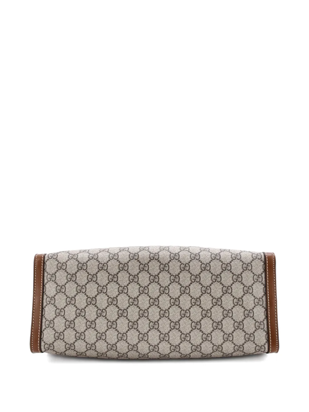 Pre-owned Gucci Padlock Chain Gg Coated Canvas With Leather Medium Tote Bag In Brown