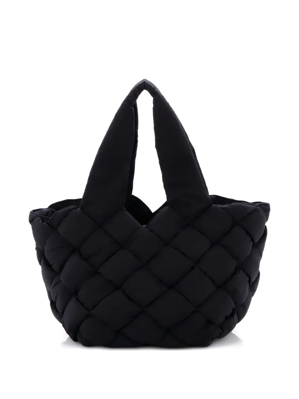 Pre-owned Bottega Veneta Cassette Paper Intrecciato Nylon Tote Bag In Black