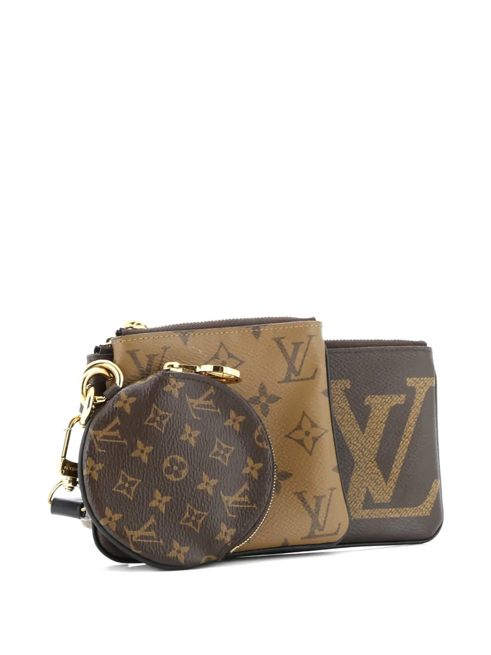Pre-owned Louis Vuitton Trio Pouch Set Reverse Monogram Giant Clutch Bag In Brown