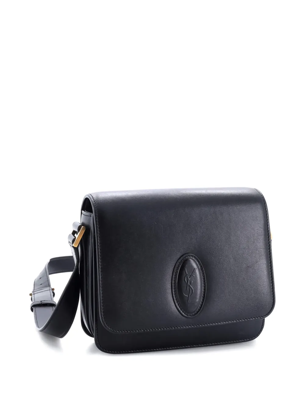 Pre-owned Saint Laurent Le 61 Saddle Bag Leather Small Crossbody Bag In Black
