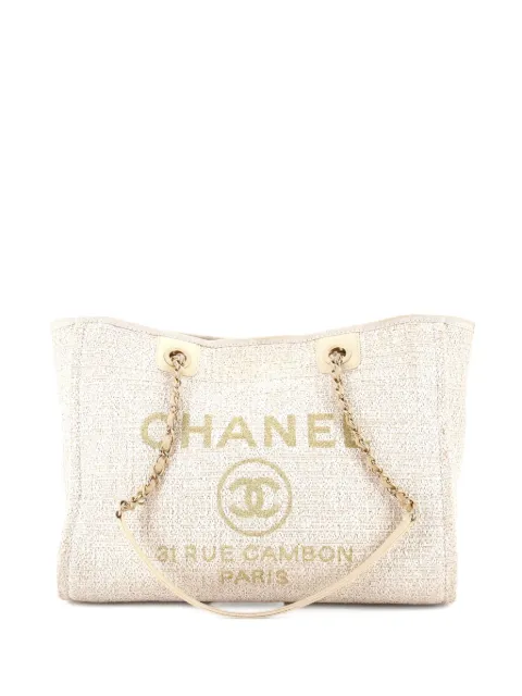 CHANEL Pre-Owned Deauville Raffia with Glitter Detail Small tote bag