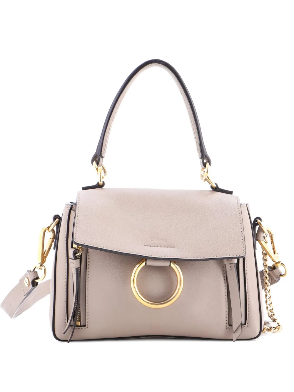 Pre-owned Chloé Faye Day Bag Leather Small Satchel In Neutral
