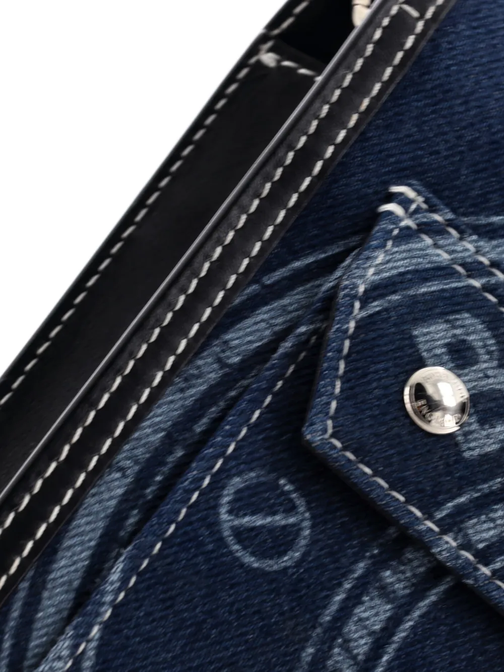 Pre-owned Burberry Logo Pocket Denim Mini Tote Bag In Blue