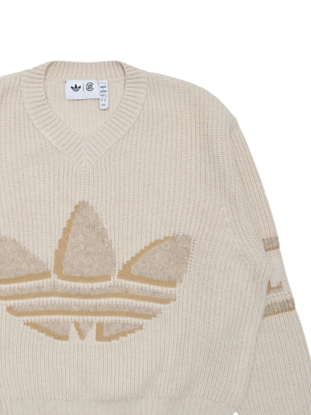 adidas x CLOT by Edison Chen gebreide jurk met V-hals Beige