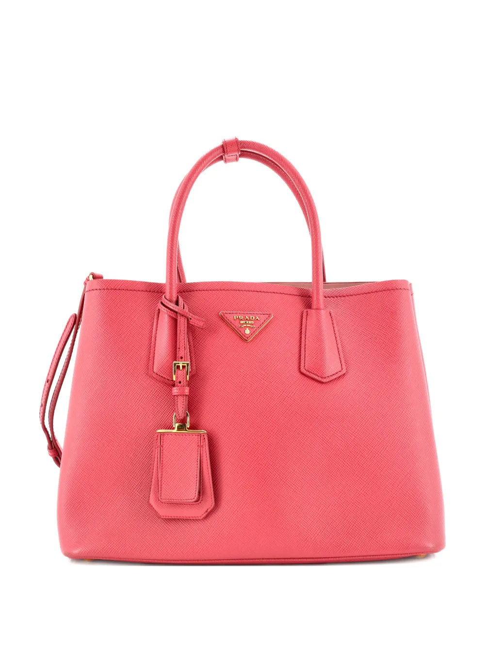 Pre-owned Prada Cuir Double Saffiano Leather Medium Tote Bag In Pink