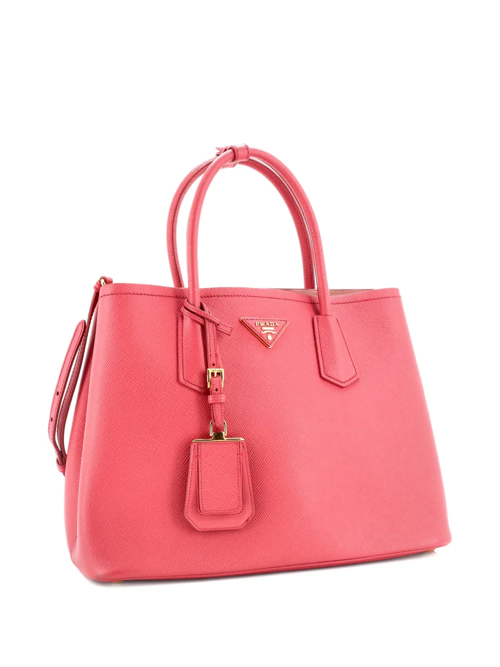 Pre-owned Prada Cuir Double Saffiano Leather Medium Tote Bag In Pink