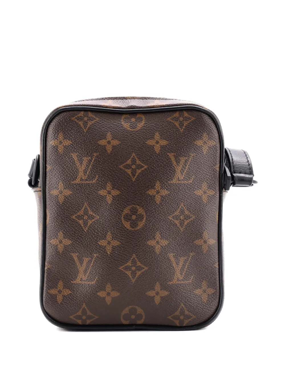 Pre-owned Louis Vuitton Christopher Wearable Wallet Macassar Monogram Canvas Crossbody Bag In Black