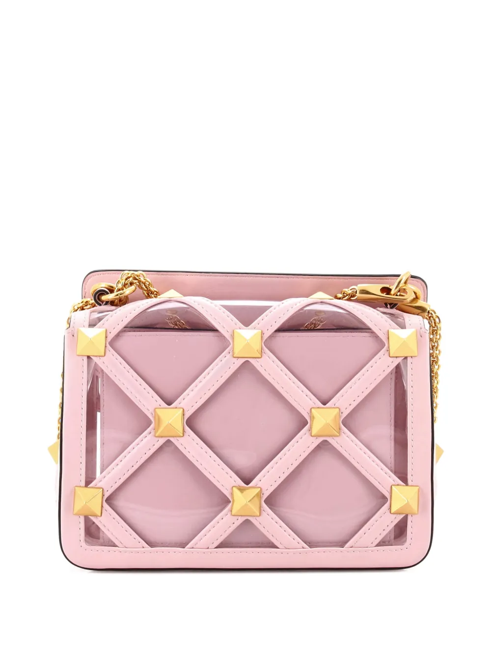 VALENTINO GARAVANI Pre-owned Roman Stud Flap Bag Quilted Pvc With Leather Medium Satchel In White