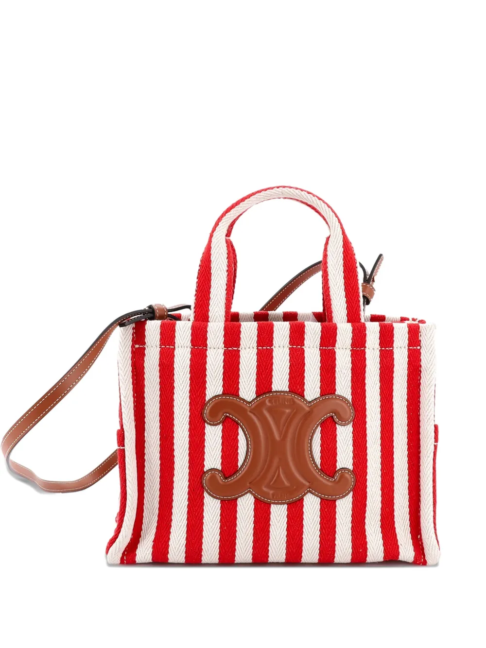 Celine Pre-Owned Cabas Thais Triomphe Striped Canvas Small tote bag | Red | Image 1