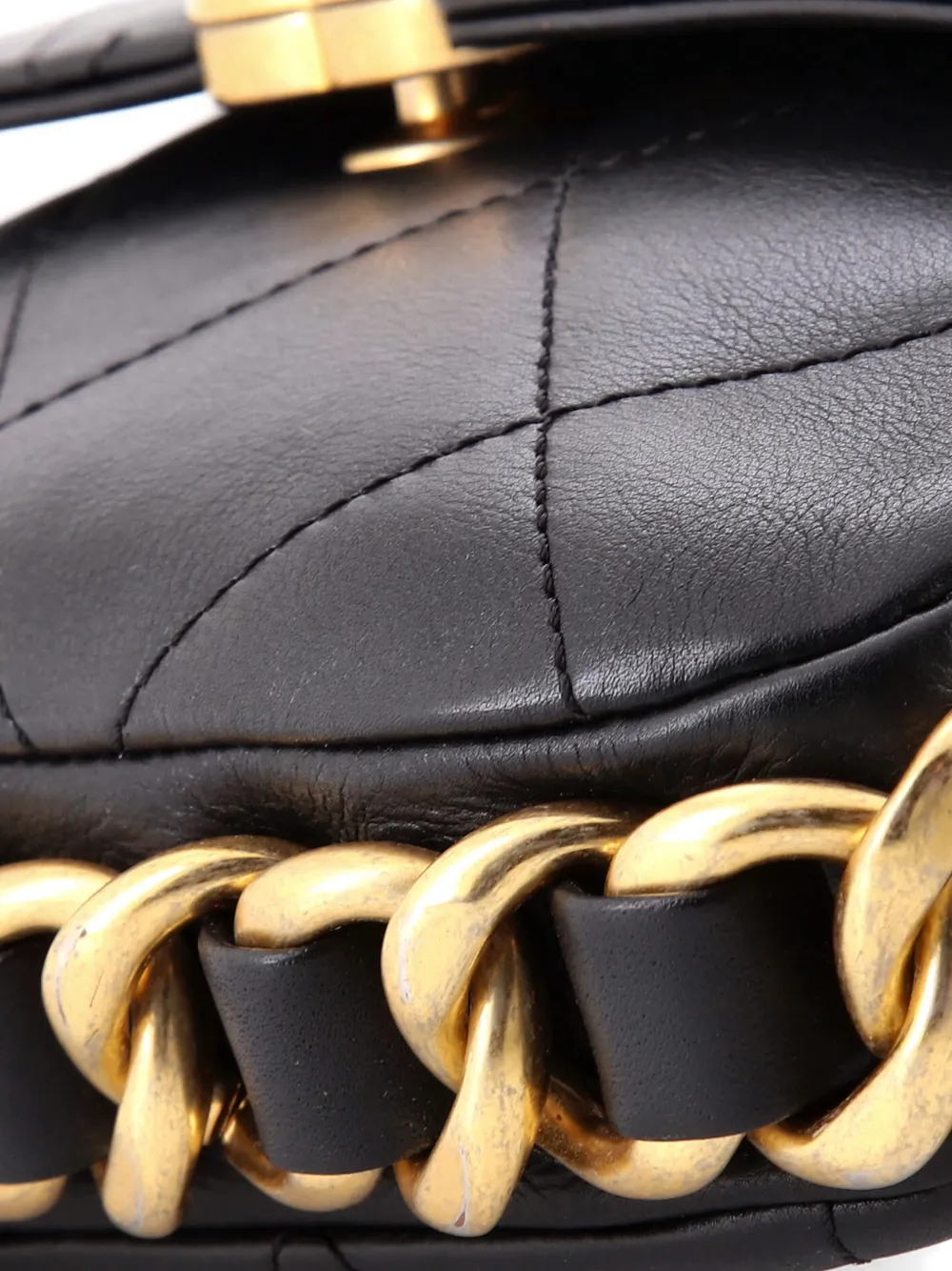 CHANEL Pre-owned Framing Chain Flap Bag Quilted Calfskin Small Shoulder Bag In Black