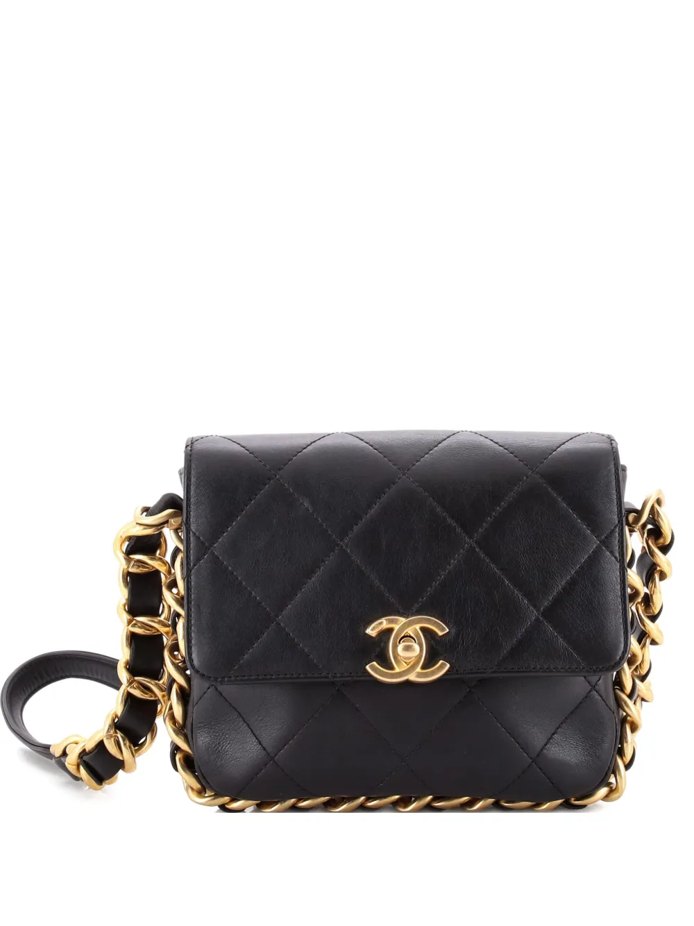 CHANEL Pre-Owned Framing Chain Flap Bag Quilted Calfskin Small shoulder bag - Nero