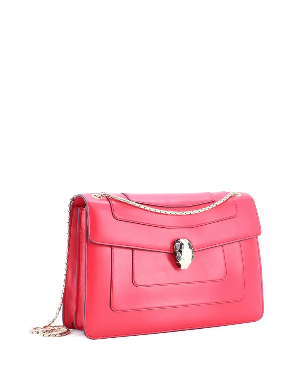 Pre-owned Bvlgari Serpenti Forever Square Leather Large Shoulder Bag In Pink