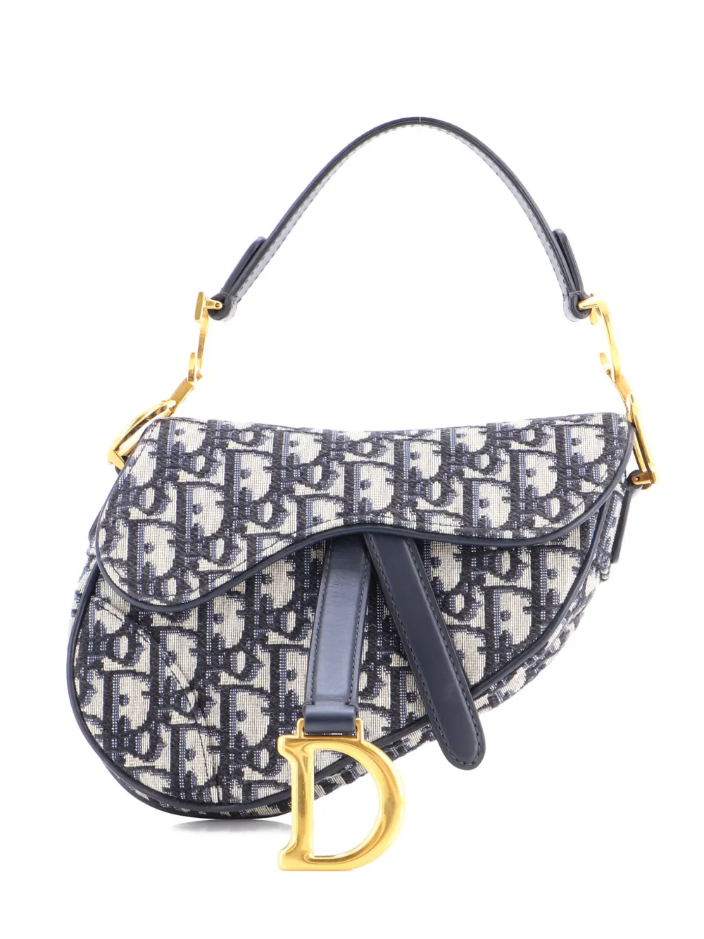Pre-owned Dior Saddle Handbag Oblique Canvas Mini Shoulder Bag In Blue
