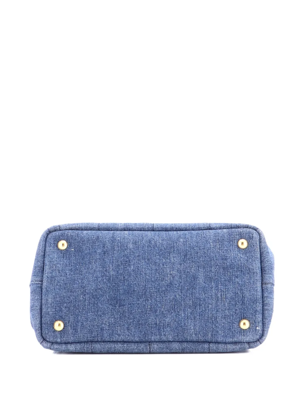 Pre-owned Prada Canapa Convertible Denim Mini Tote Bag In Blue