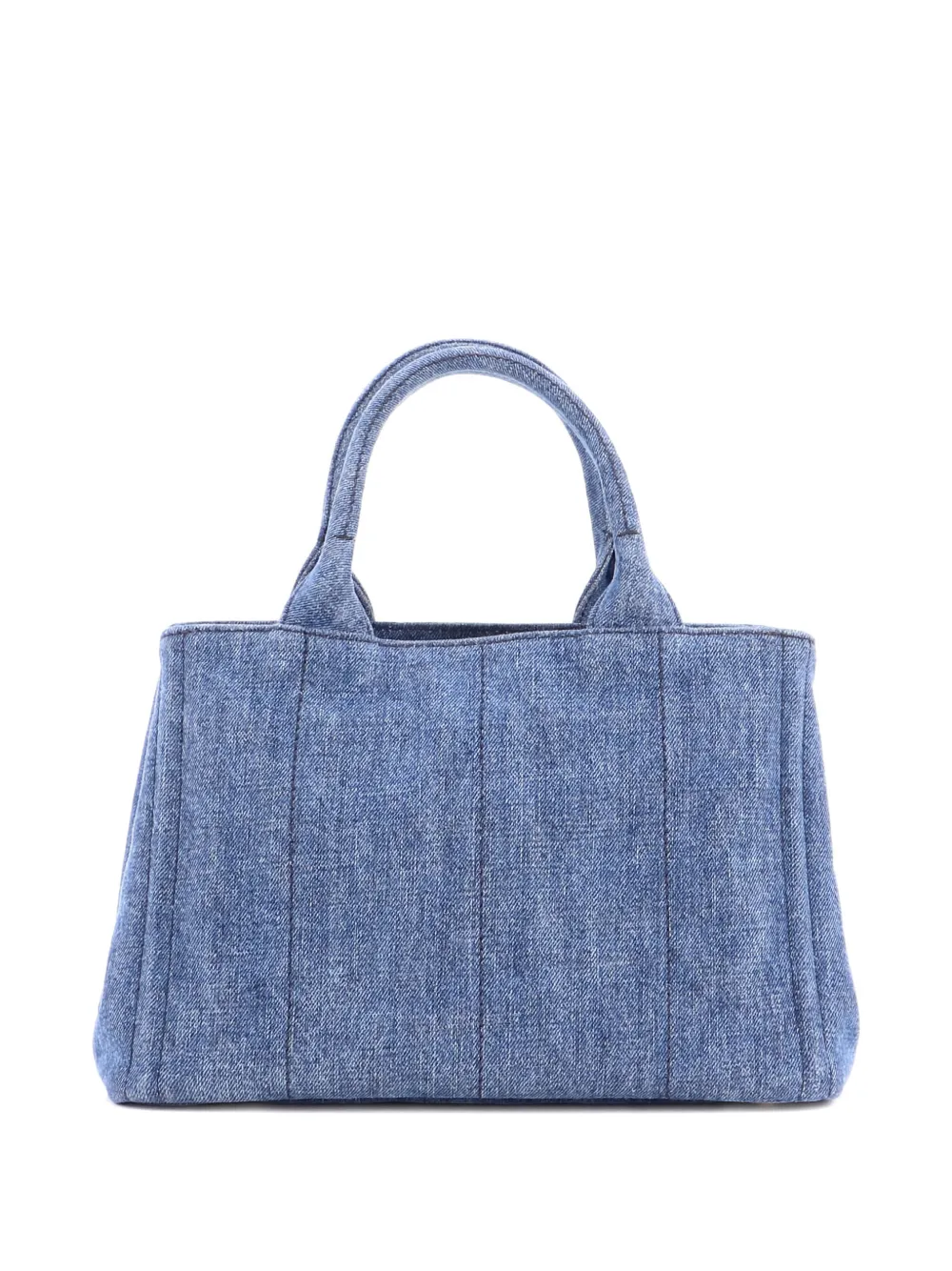 Pre-owned Prada Canapa Convertible Denim Mini Tote Bag In Blue