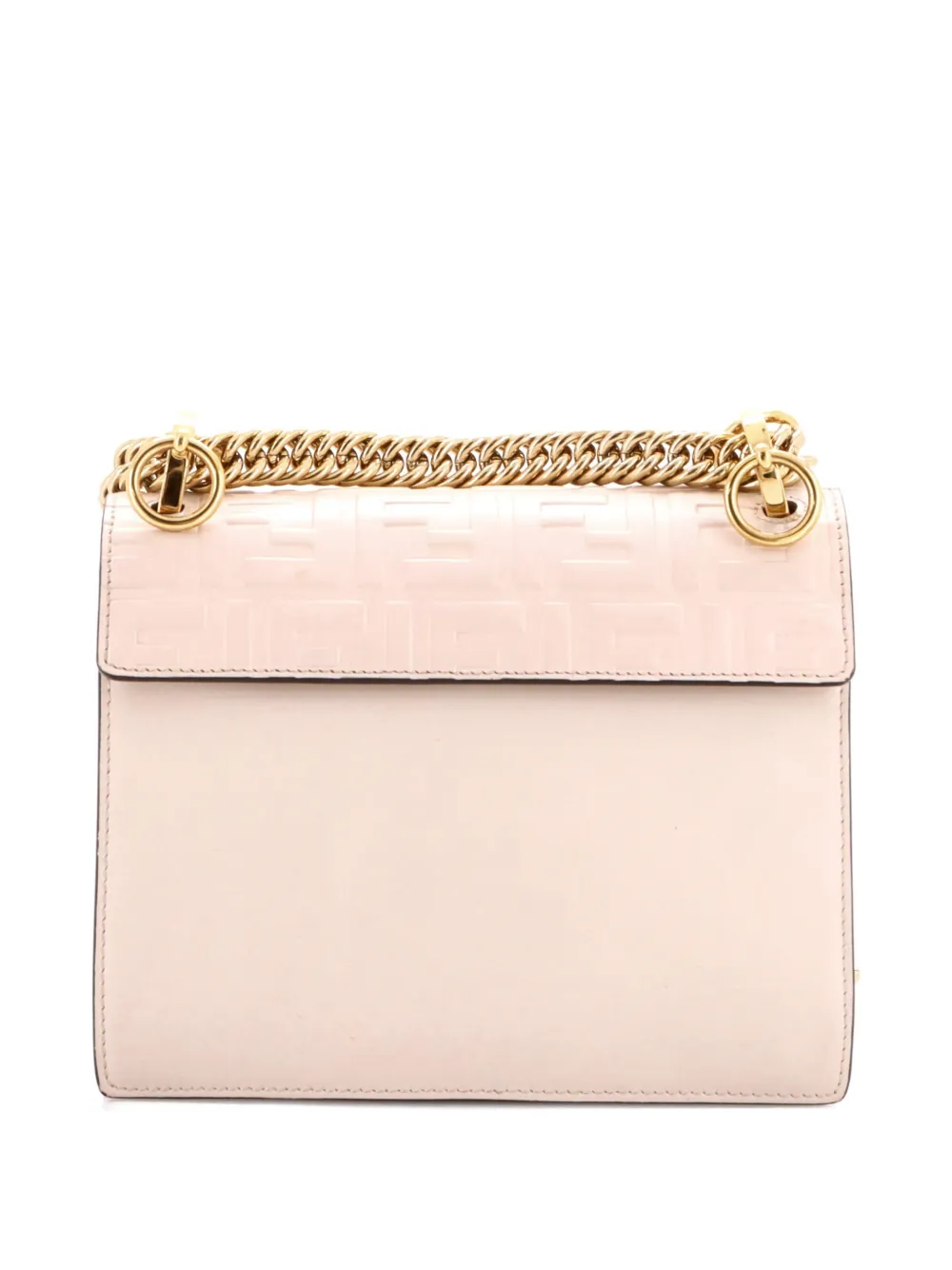 Pre-owned Fendi Kan I Bag Zucca Embossed Leather Small Shoulder Bag In White